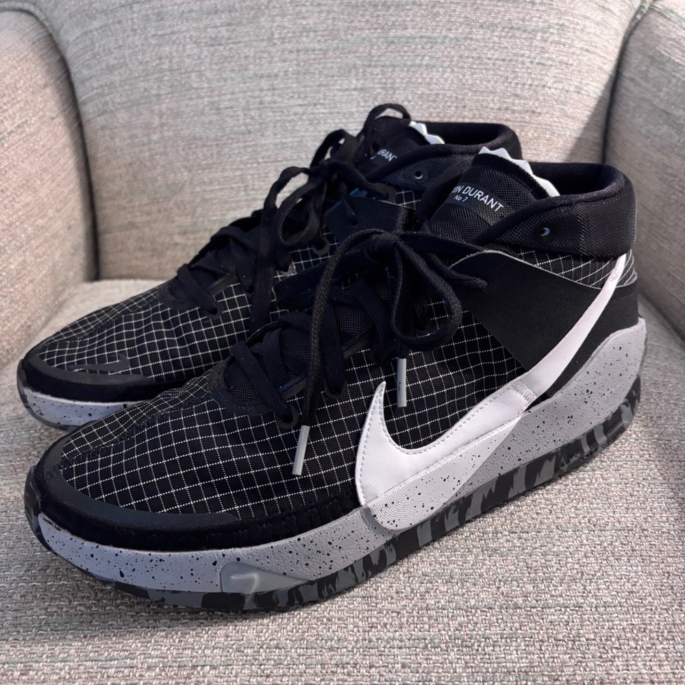 Nike KD 13 Black Wolf Grey White Grid Basketball‎ Shoes CI9948-004 Mens Size 13